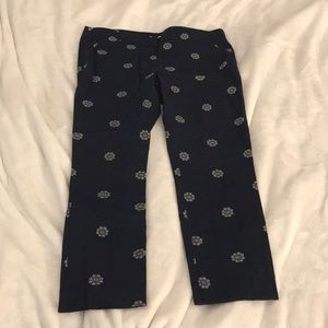Navy floral patterned pants